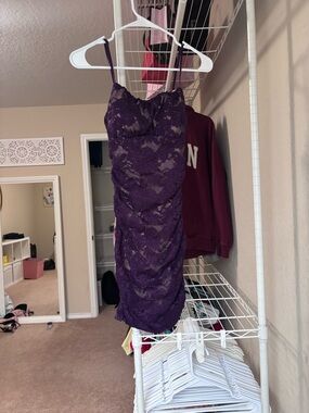 Emerald Sundae Beige Dress with Purple Straps